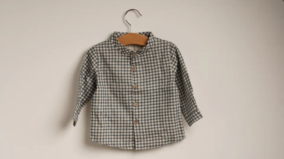 Mebi camicia bambino quadri blu in cotone 6m-6a
