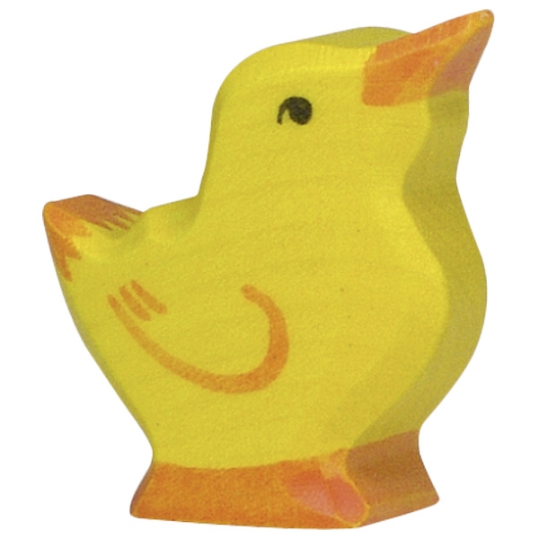Holztiger Pulcino Giallo figura in legno dipinta a mano
