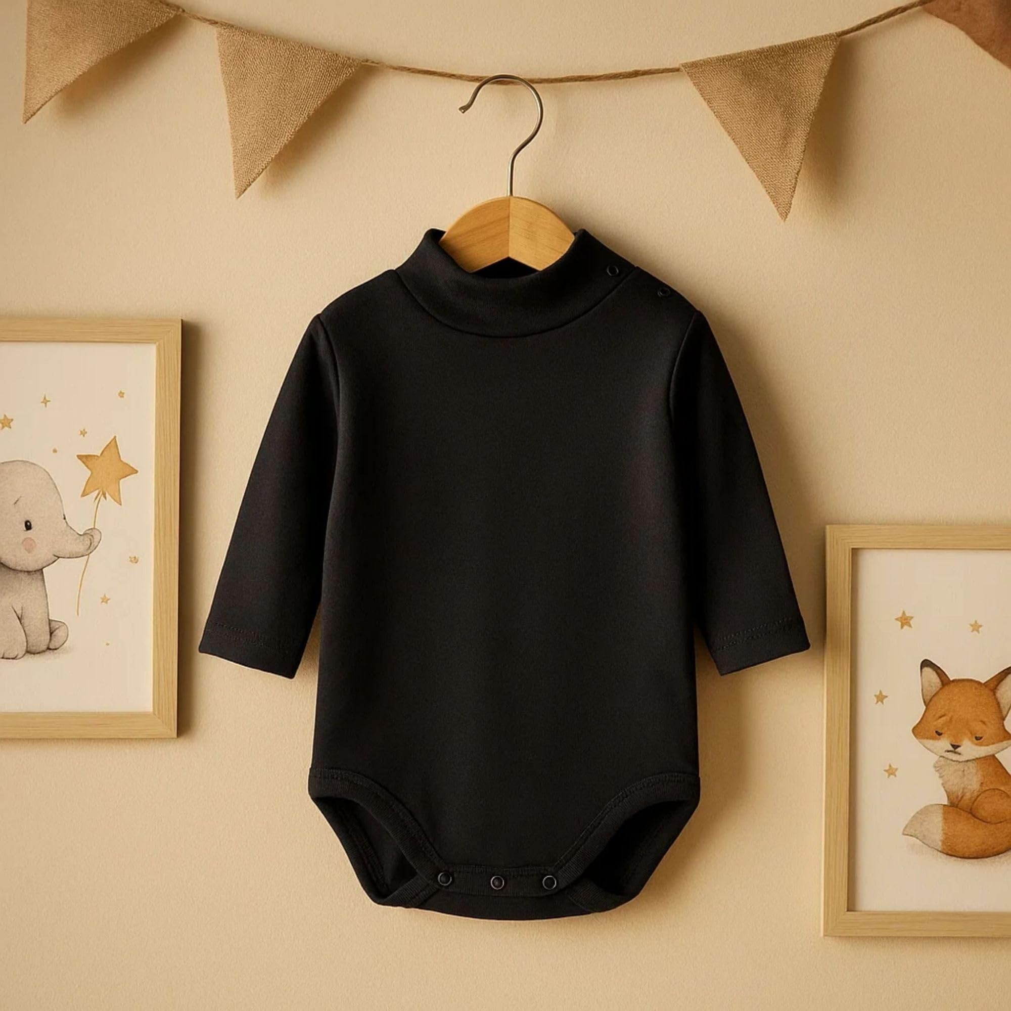 Babidu body neonato dolcevita cotone maniche lunghe