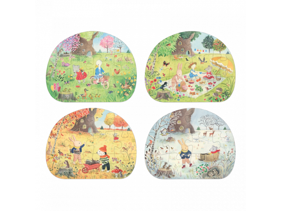 Moulin Roty La Grande Famille puzzle stagioni 4x12 pezzi