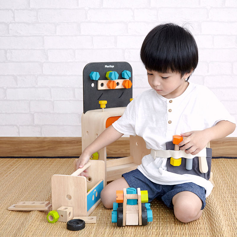 PlanToys Robot Tool Box set attrezzi legno cassetta robot