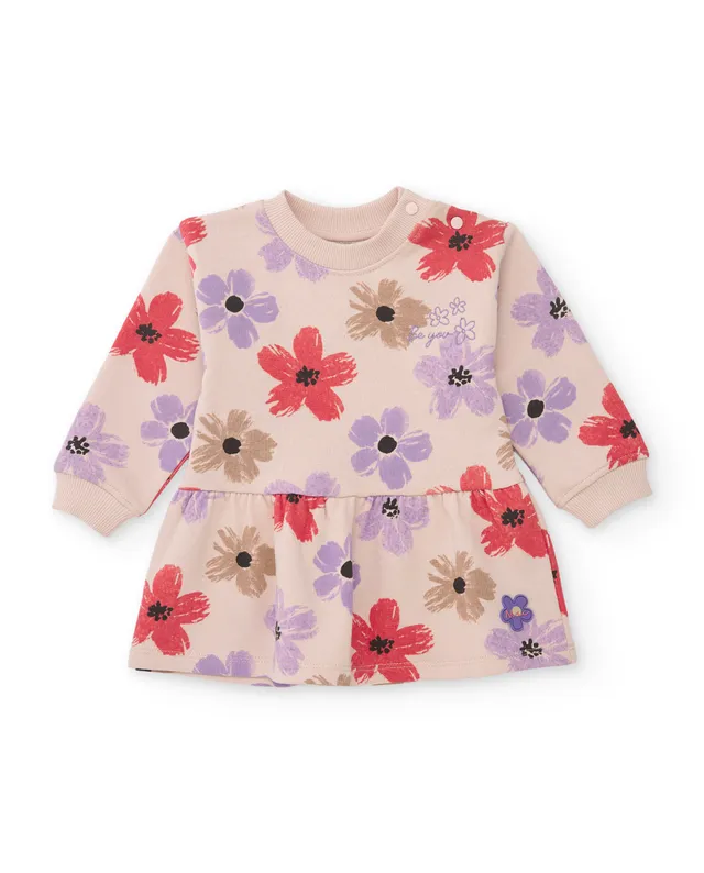 Tuc Tuc vestito felpa beige bambina fiori