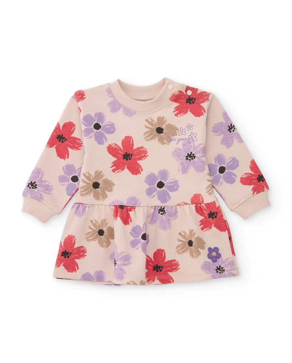 Tuc Tuc vestito felpa beige bambina fiori