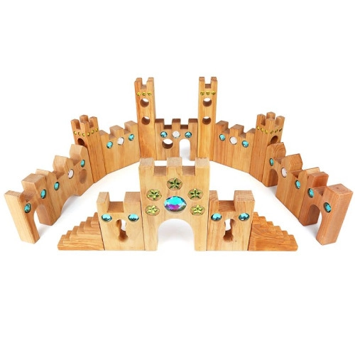 Bauspiel Castello grande costruzioni legno 16 pezzi gemme