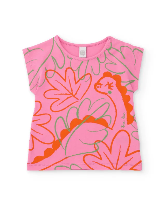 Tuc Tuc t-shirt bambina dinosauro cotone rosa