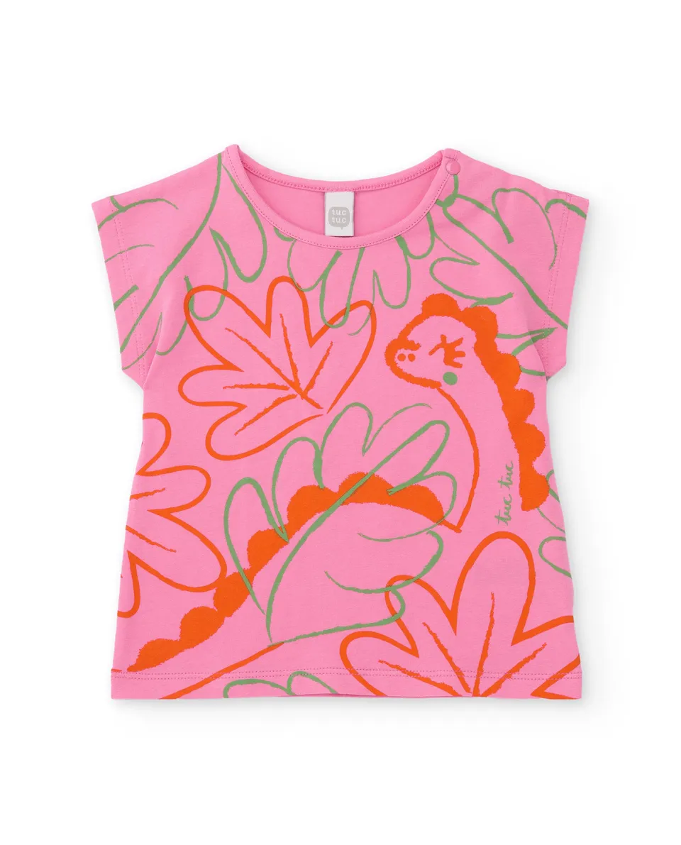Tuc Tuc t-shirt bambina dinosauro cotone rosa