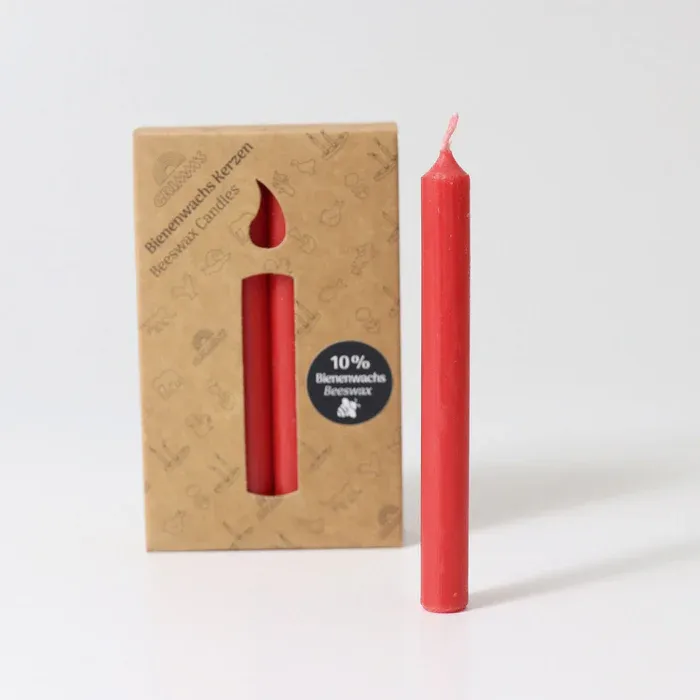 Grimm’s Set 12 candele rosse 10% cera d’api 11 cm