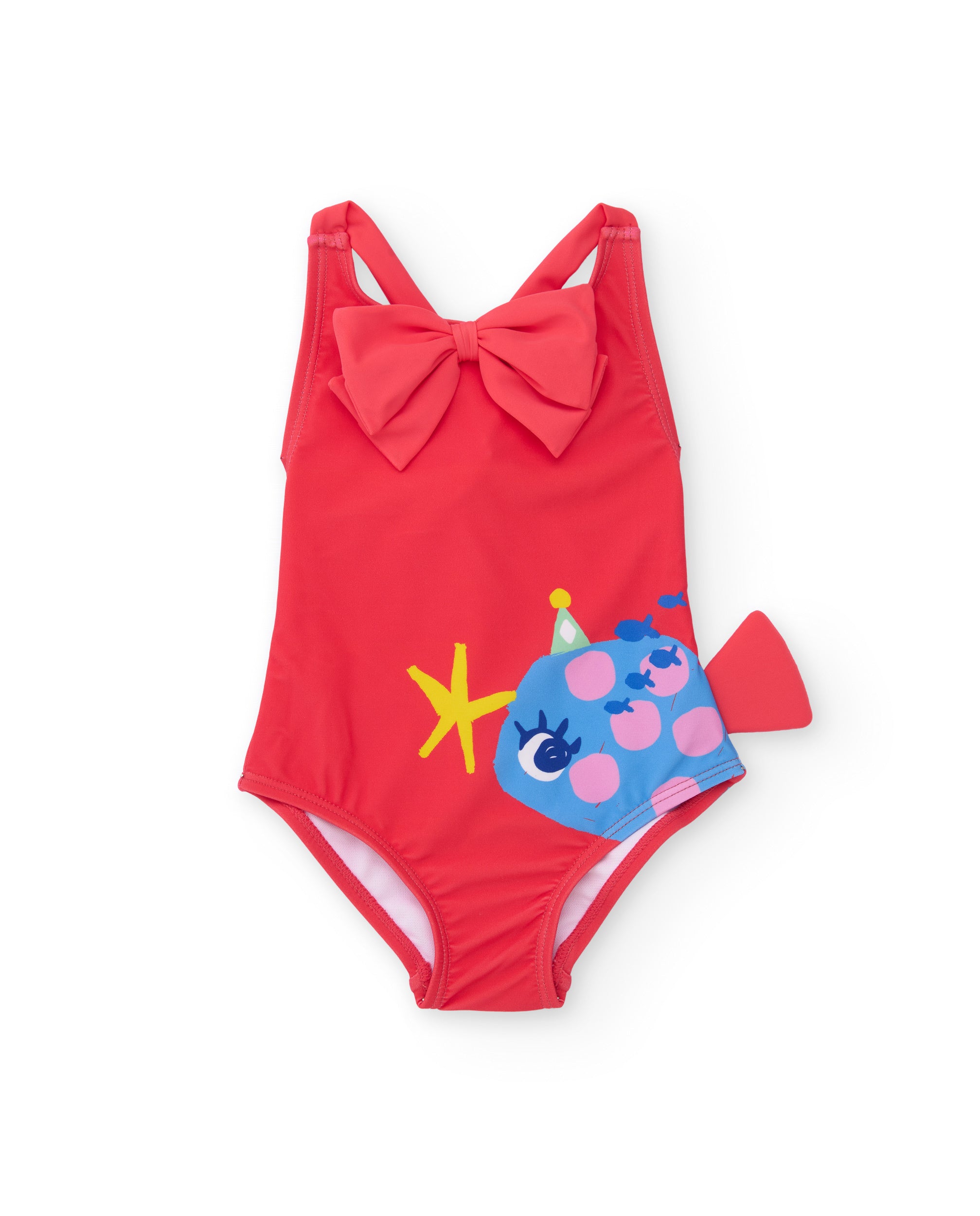 Tuc Tuc costume intero bambina rosso fiocco schiena incrociata