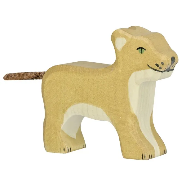 Holztiger Cucciolo Leone figura legno dipinta a mano
