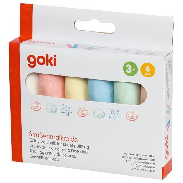 Goki maxi gessetti strada 6 pezzi colori pastello