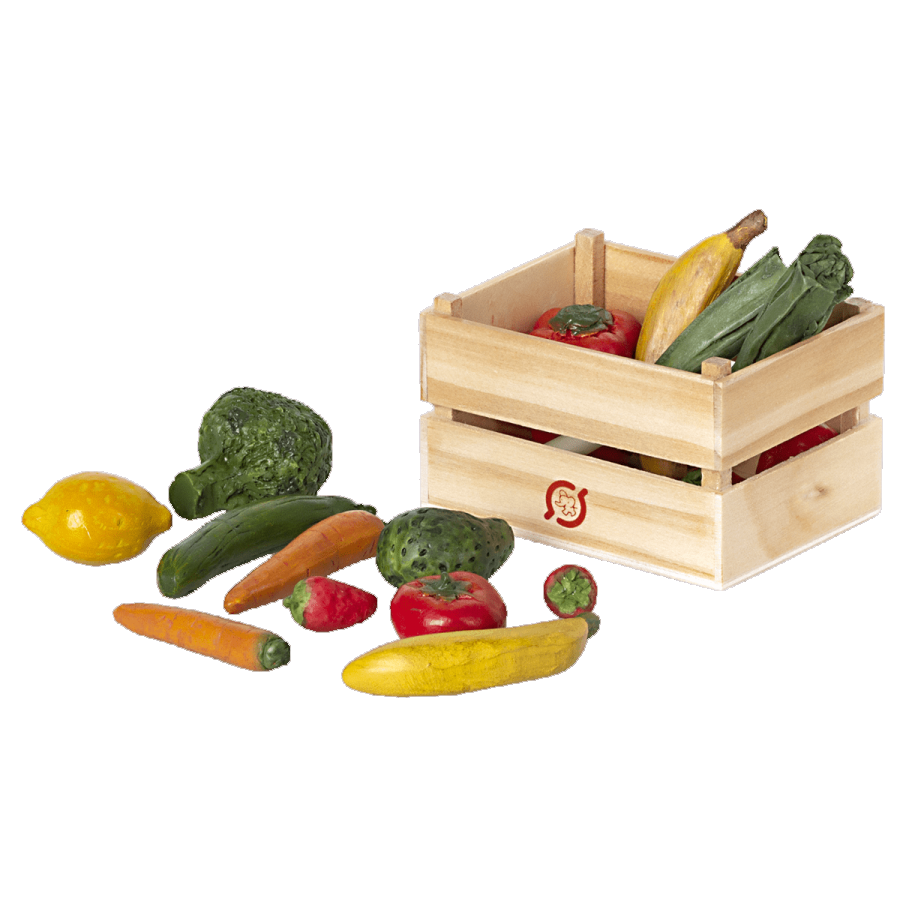 Maileg cassetta frutta e verdura set 17 pezzi miniatura