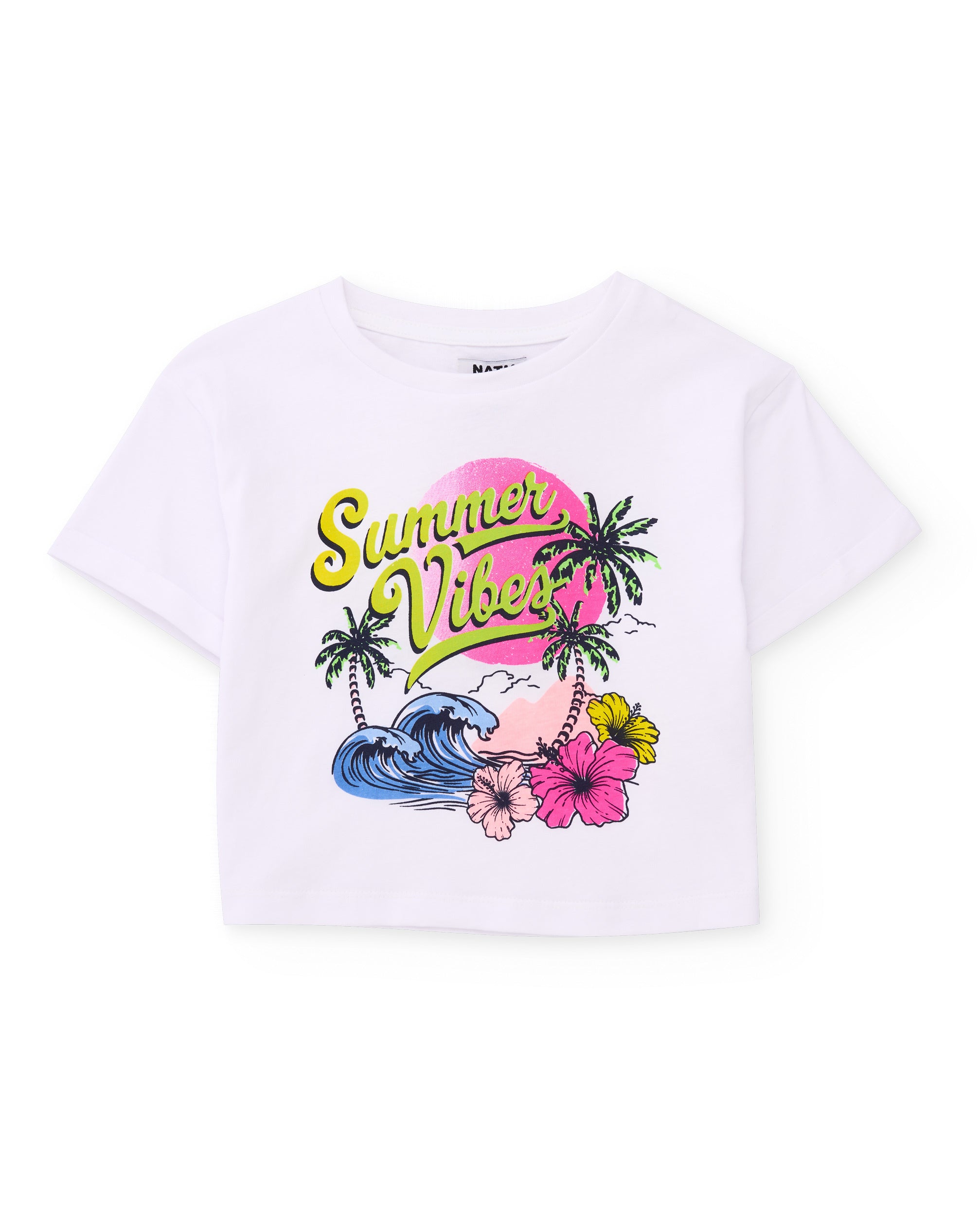 Tuc tuc completo bambina bianco maglia shorts tropicale