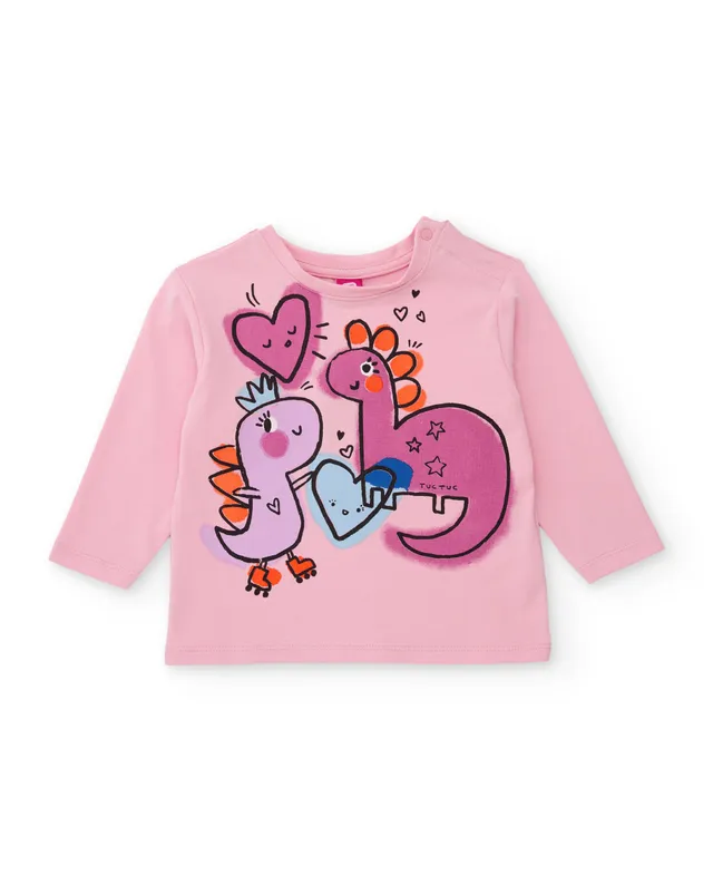 Tuc Tuc maglietta bambina dinosauro rosa chiaro cotone