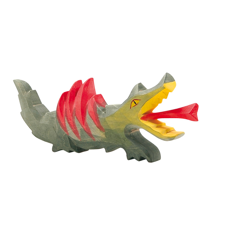 Ostheimer drago sputa fuoco figura legno 24 cm pittura a mano