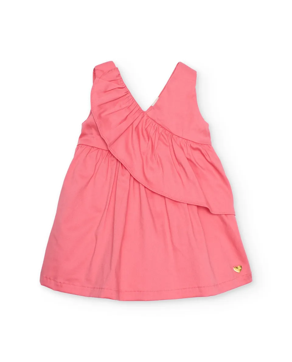 Tuc Tuc Vestito Bambina Rosa Corallo con Volant Leggero
