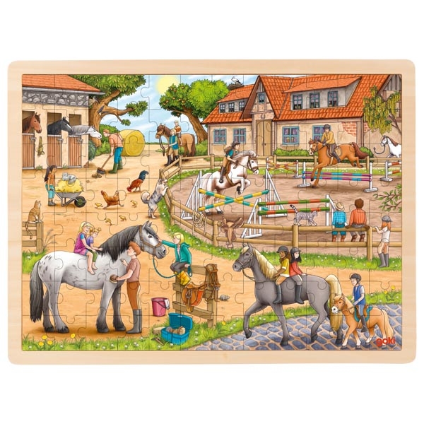 Goki Al maneggio puzzle legno 96 pezzi cavalli