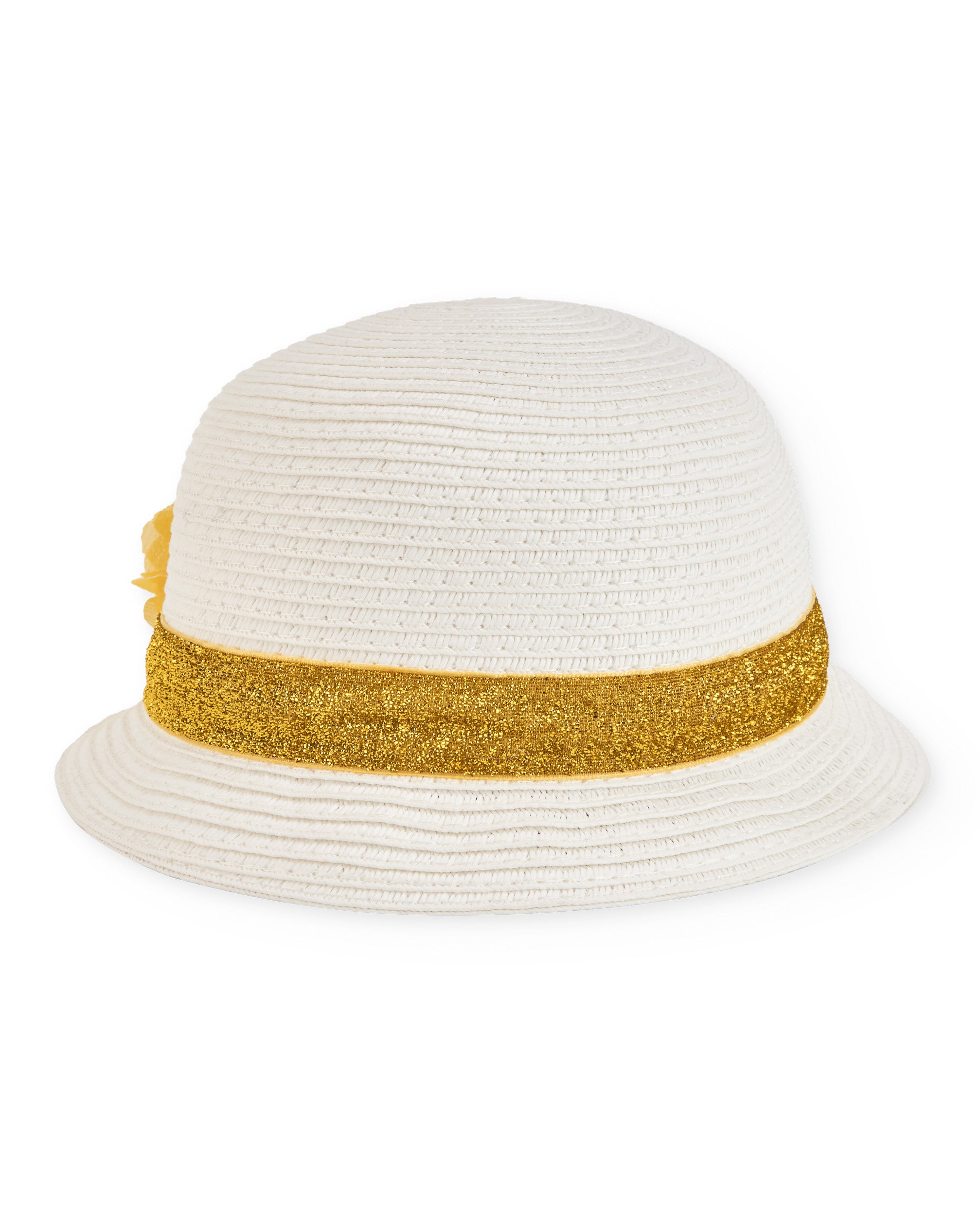 Tuc tuc cappello bambina bianco con fiori in paglia