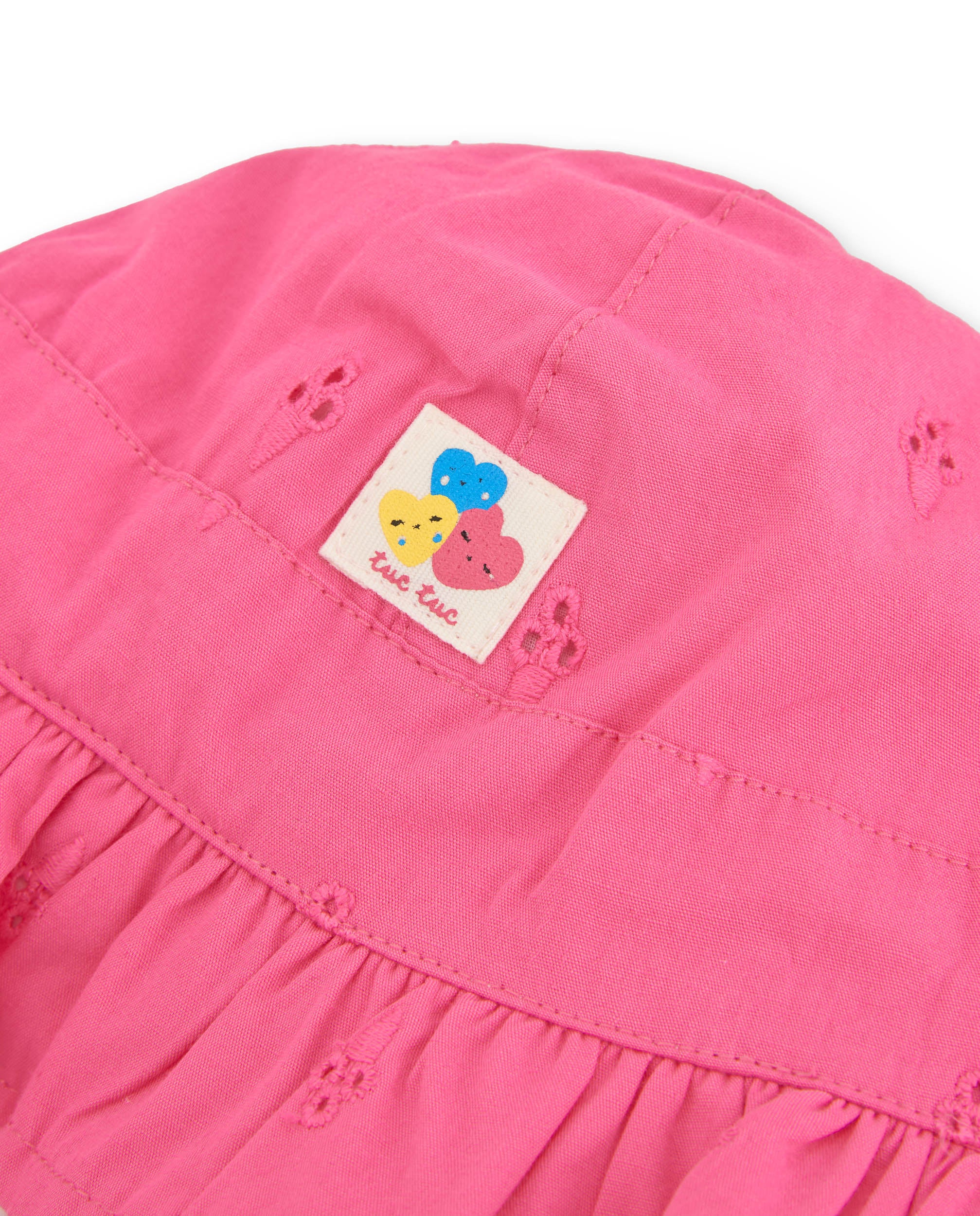 Tuc Tuc cappello sole neonata rosa lacci ricamo faccina