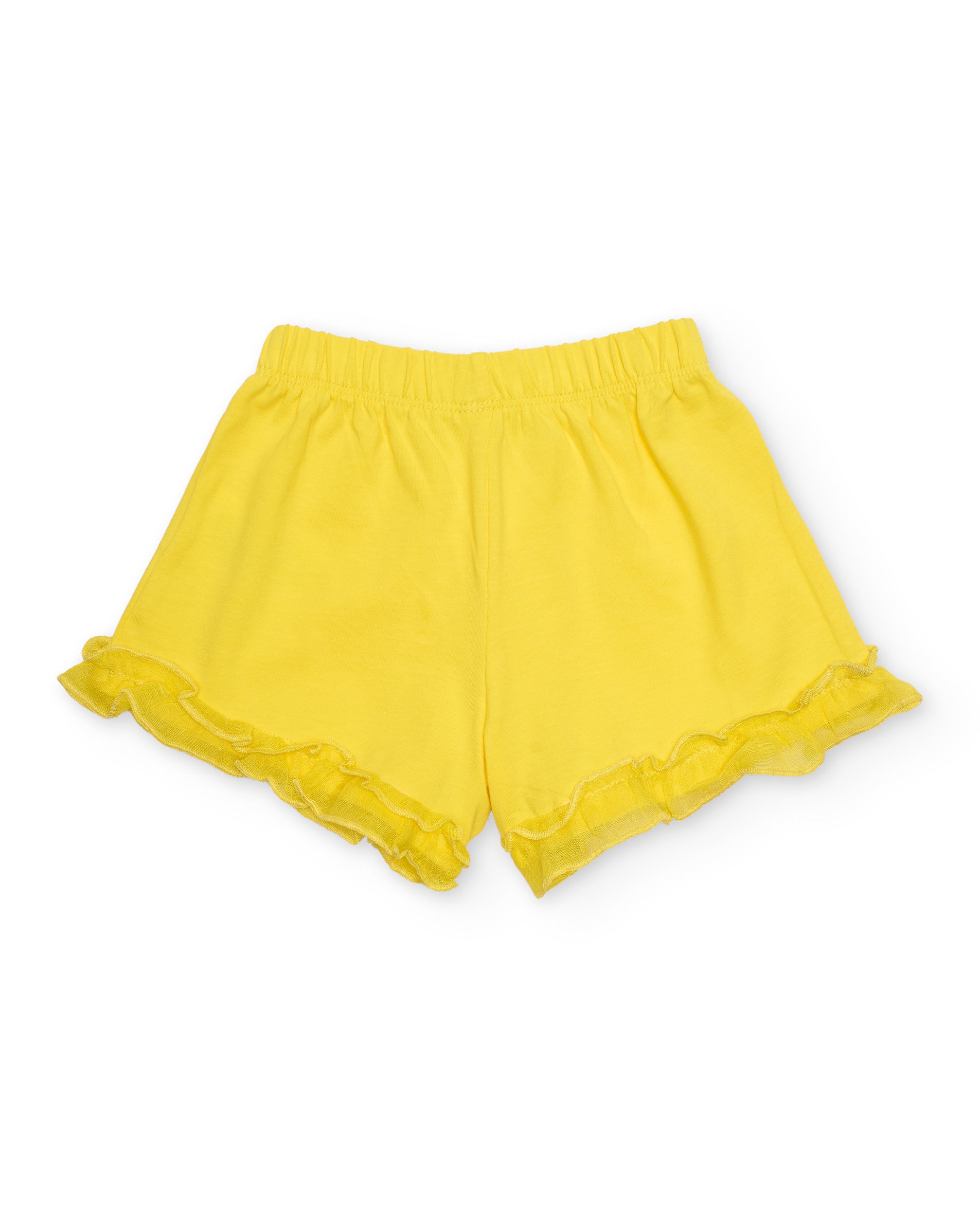 Tuc Tuc shorts bambina gialli con volant e fiocco