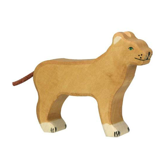 Holztiger Leonessa figura legno 13,5 cm dipinta