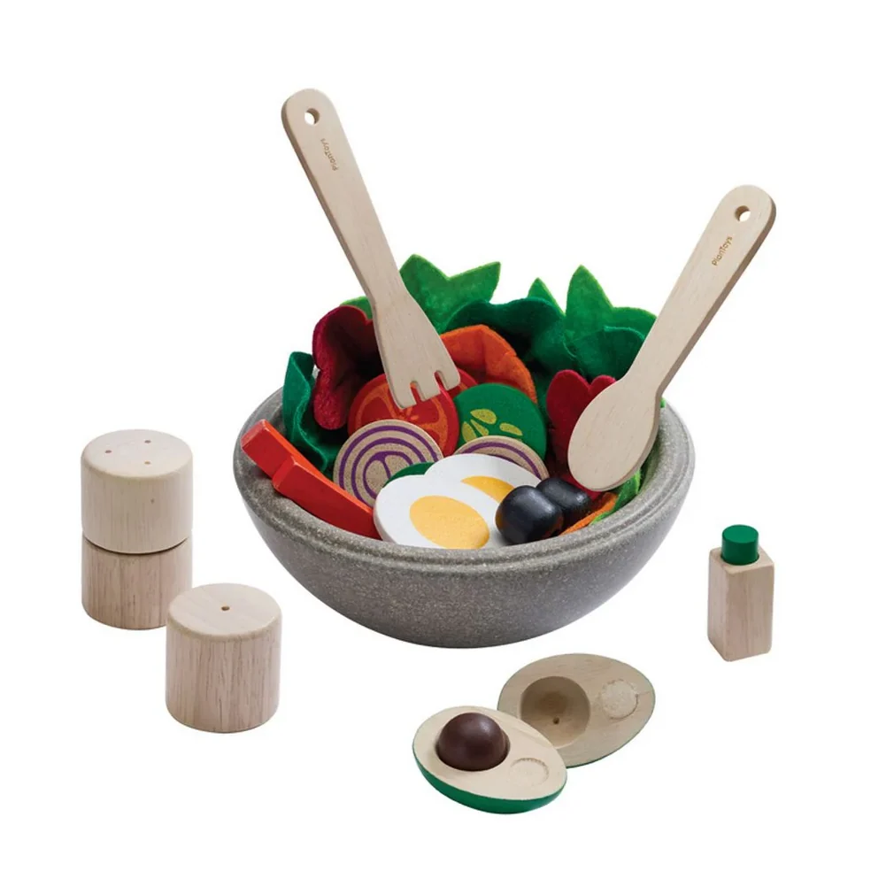 Plan Toys Little Chef Salad Set Cucina Legno 26 Pezzi