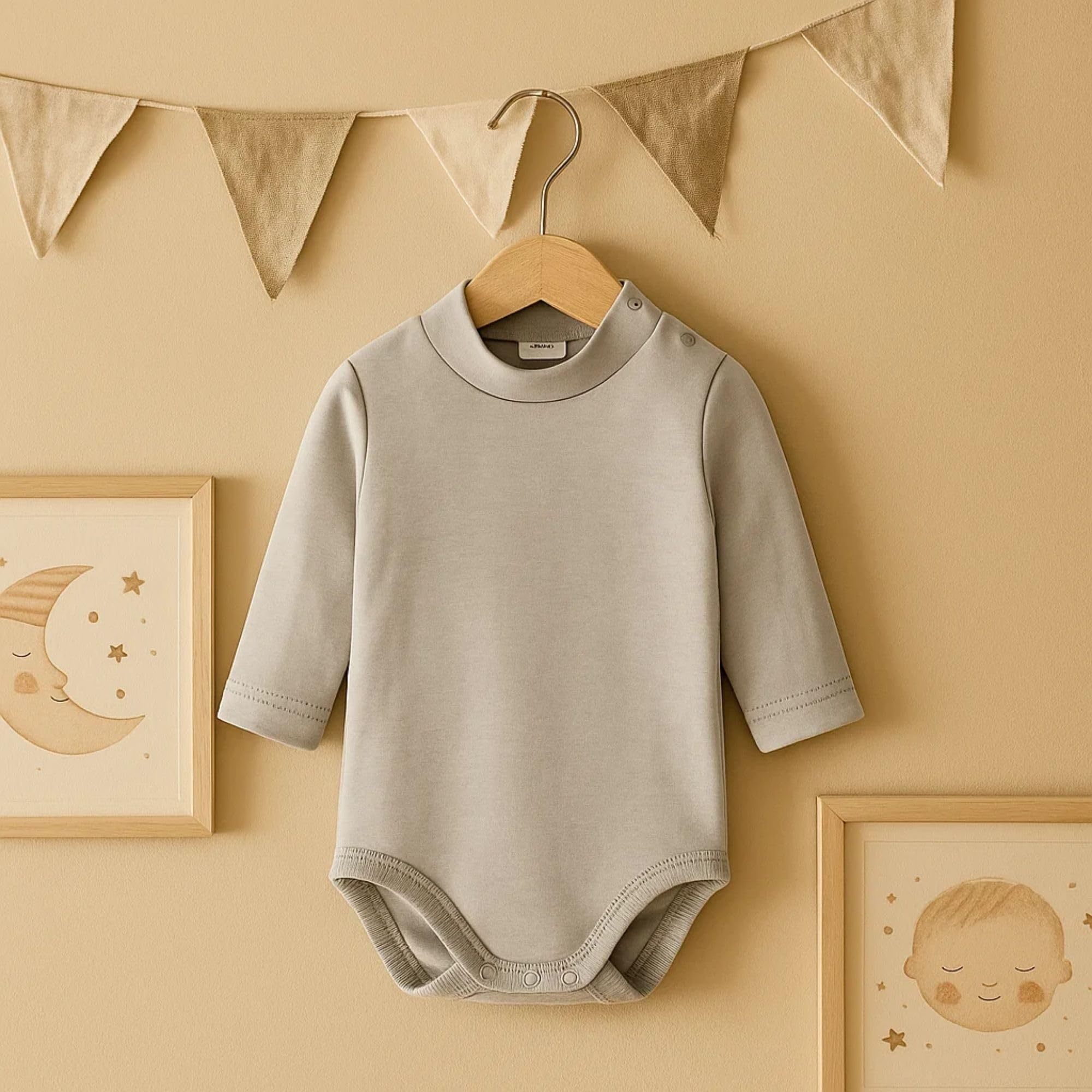 Babidu 1177 body neonato manica lunga grigio cotone