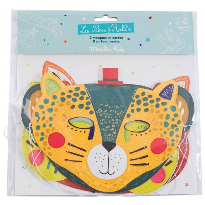 Moulin Roty Les Broc & Rolls set 6 maschere blu carta