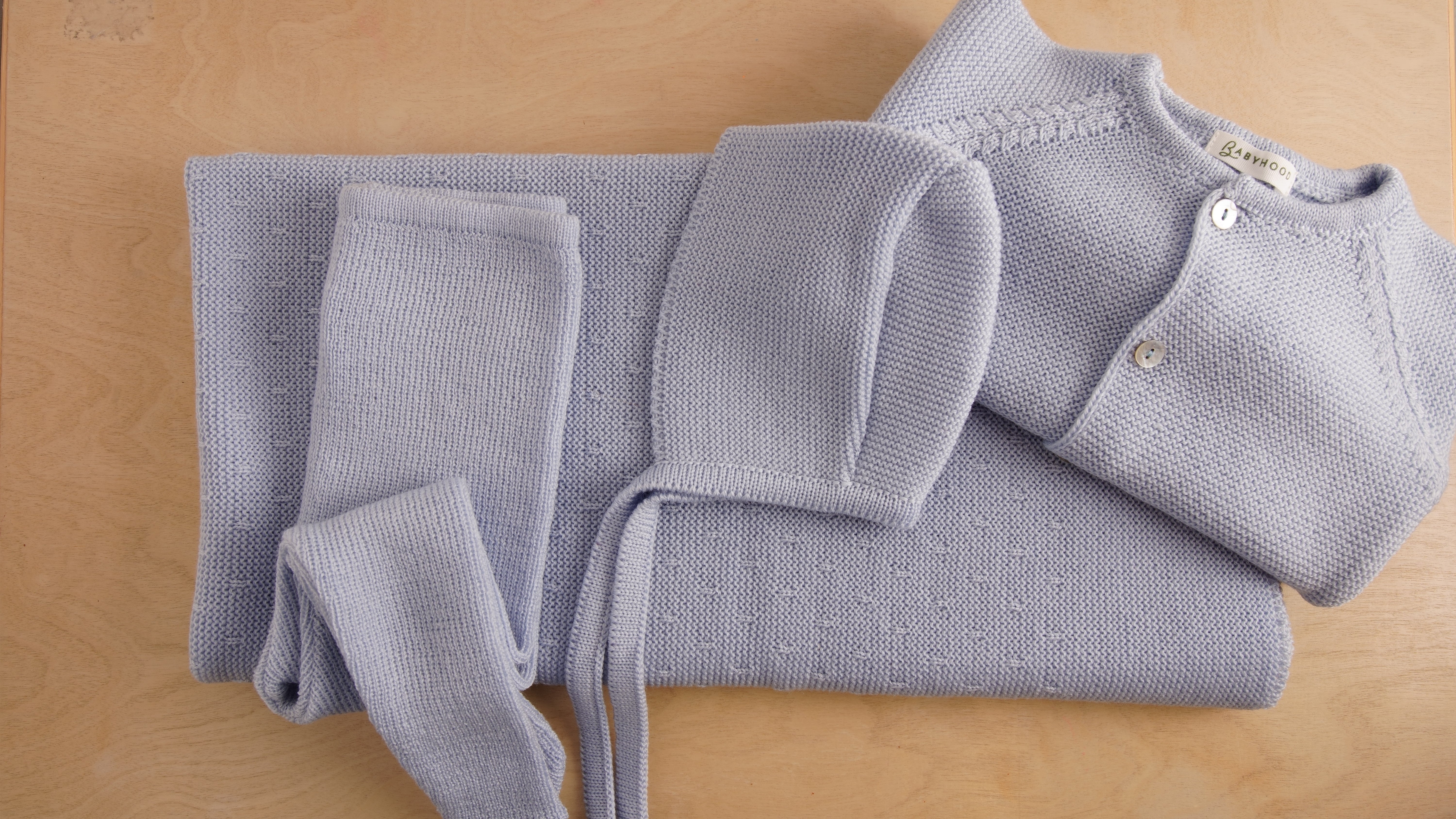 Babyhood cuffia neonato lana merino blu