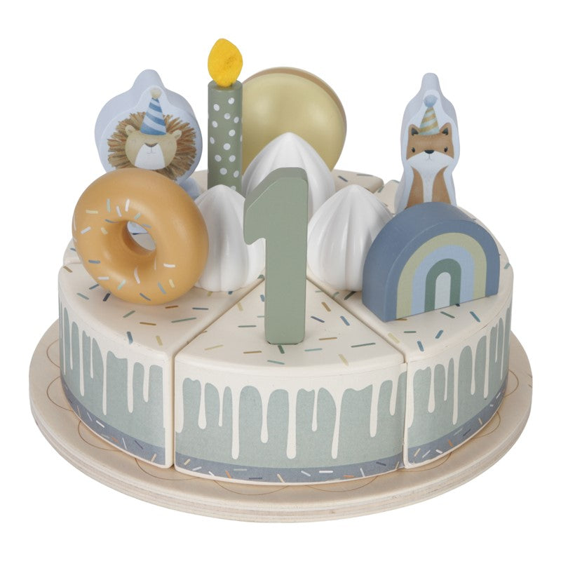Little Dutch Torta Compleanno Gioco Legno Blu 26 Pezzi
