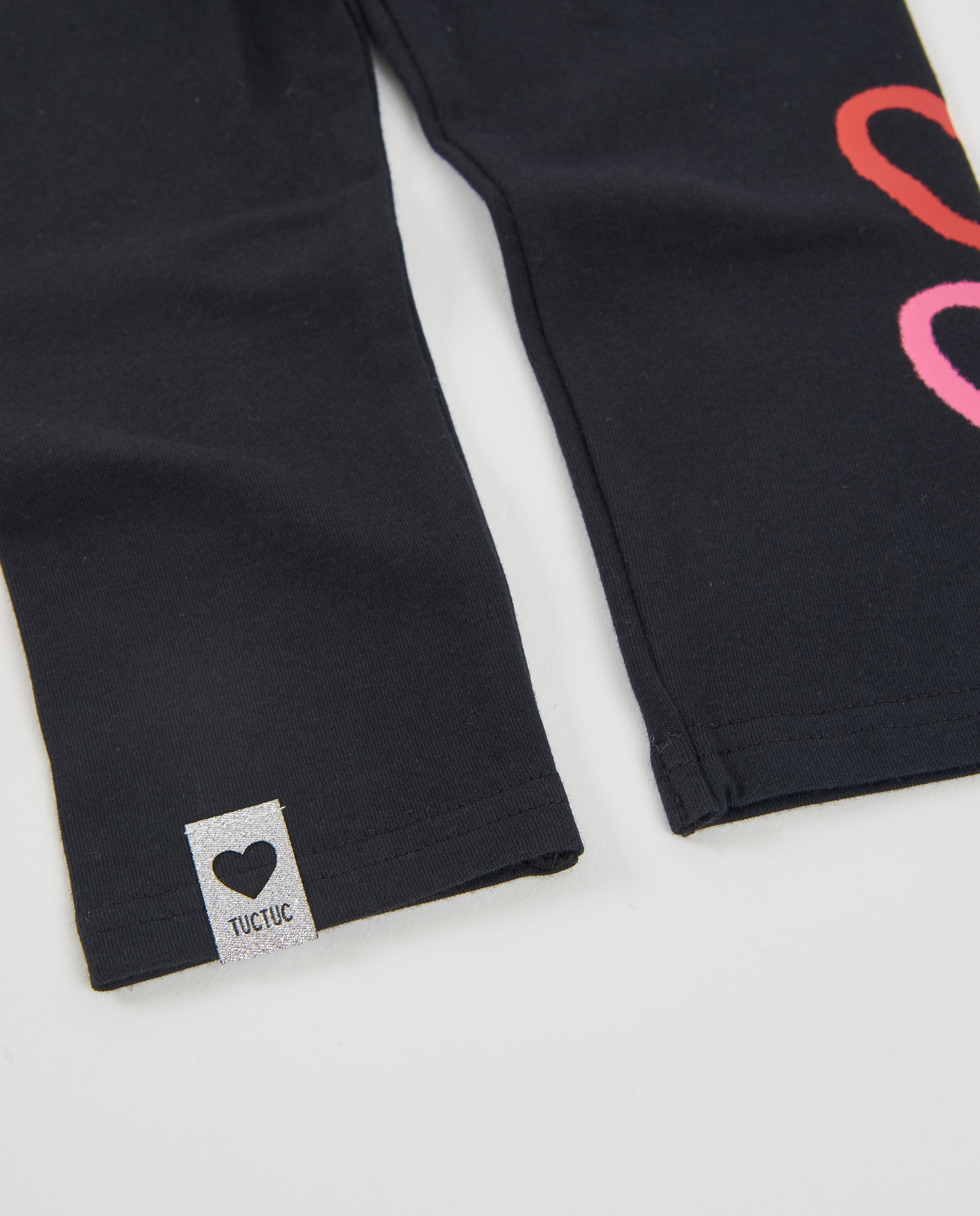 Tuc tuc Dino Roll leggings bambina neri stampa cuore