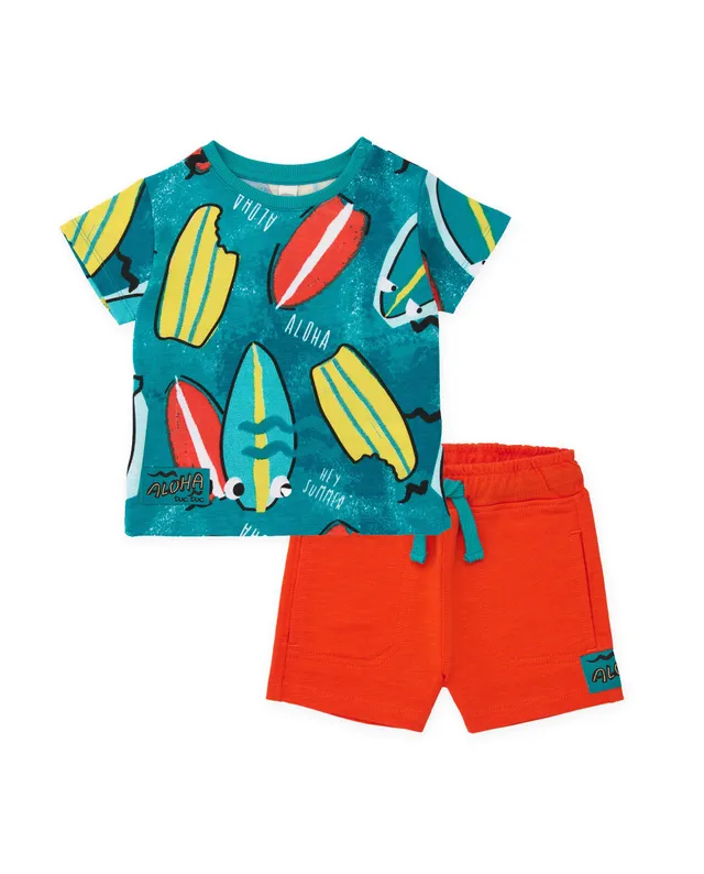 Tuc Tuc Completo Bimbo Maglia e Shorts Surf Turchese