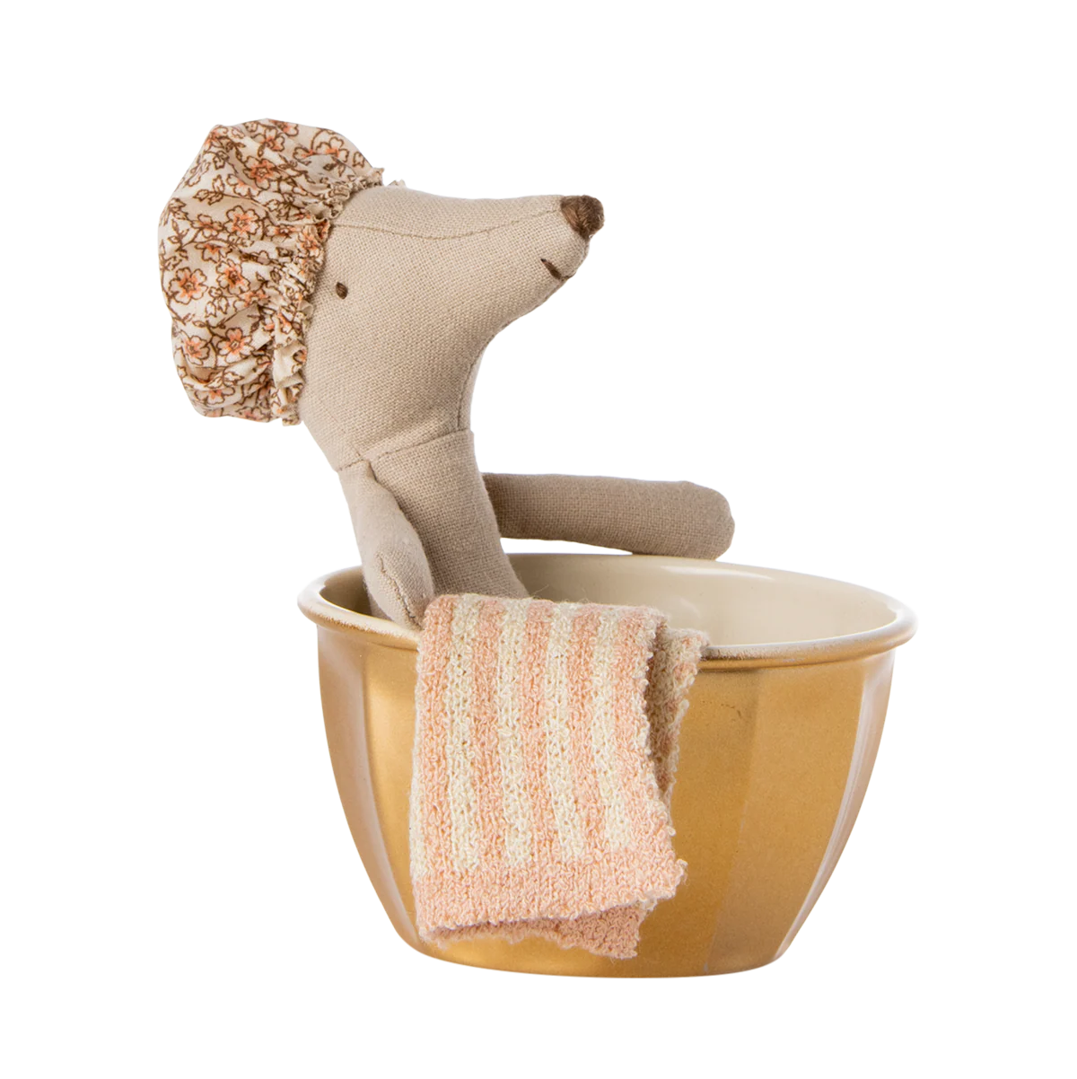 Maileg Topino Spa Pupazzo rosa con vasca oro