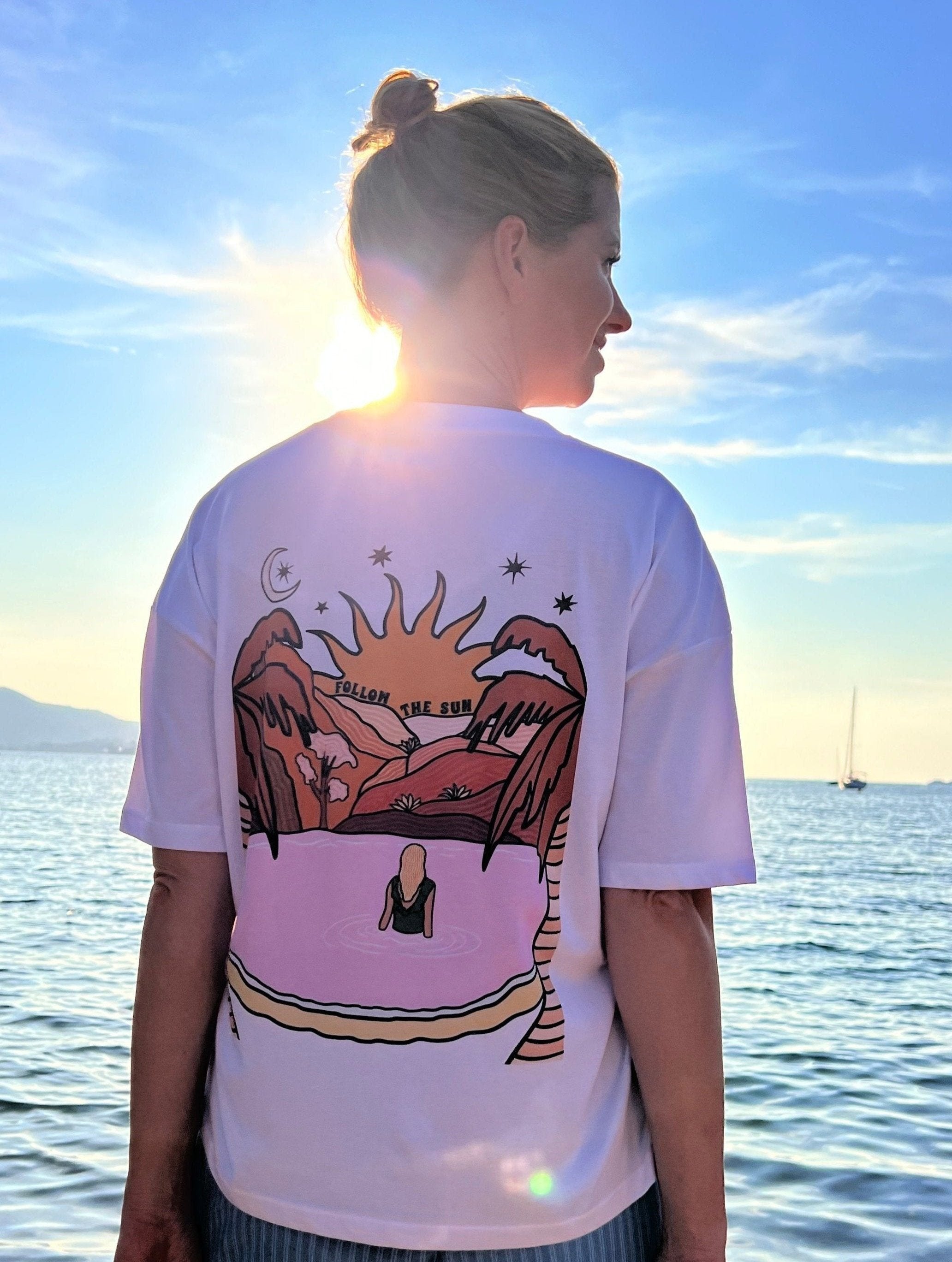 Ella and Rapha Follow the Sun t-shirt donna bianca