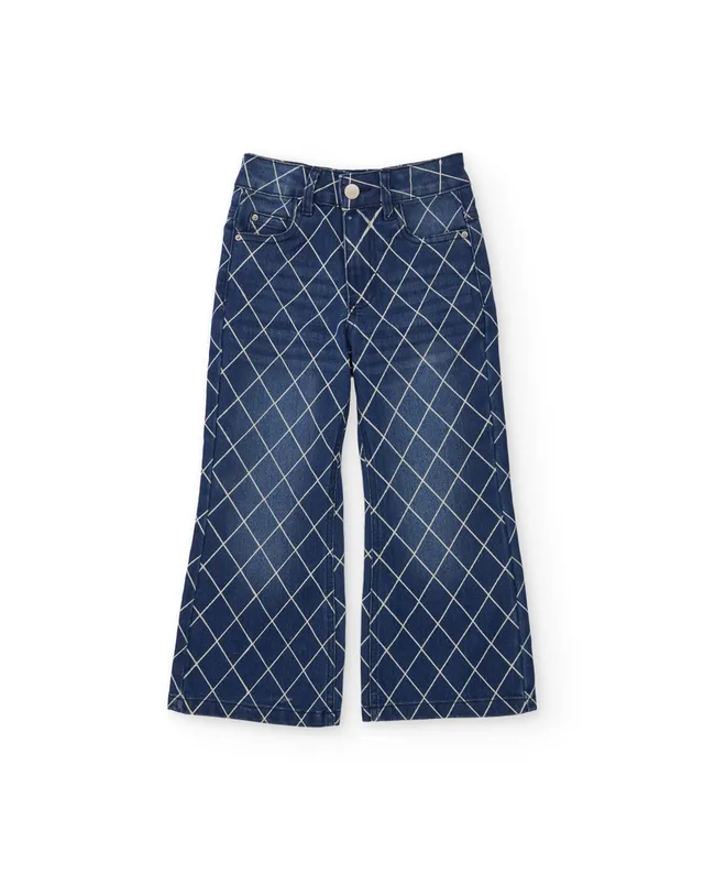 Tuc tuc jeans dritti bambina stampa geometrica blu