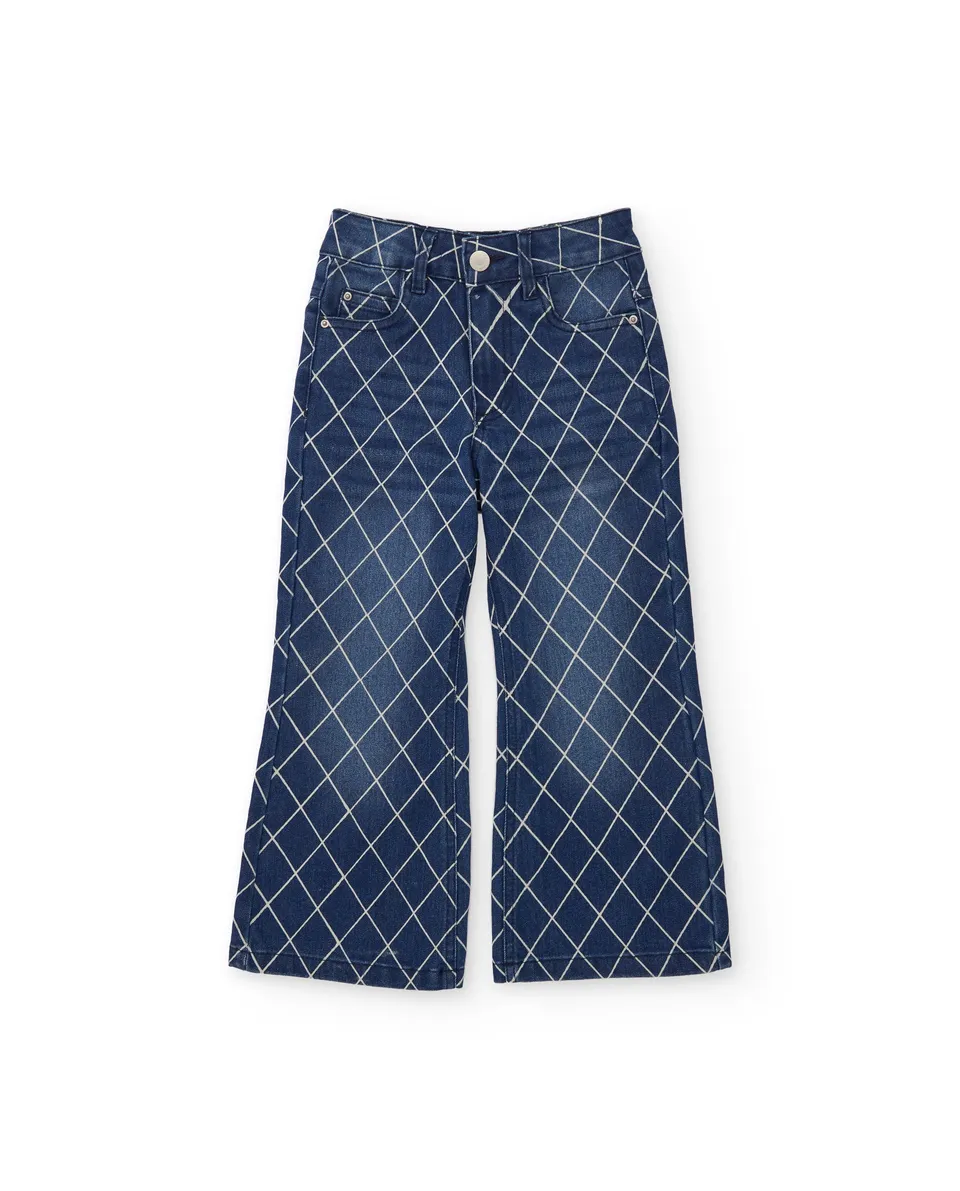 Tuc tuc jeans dritti bambina stampa geometrica blu
