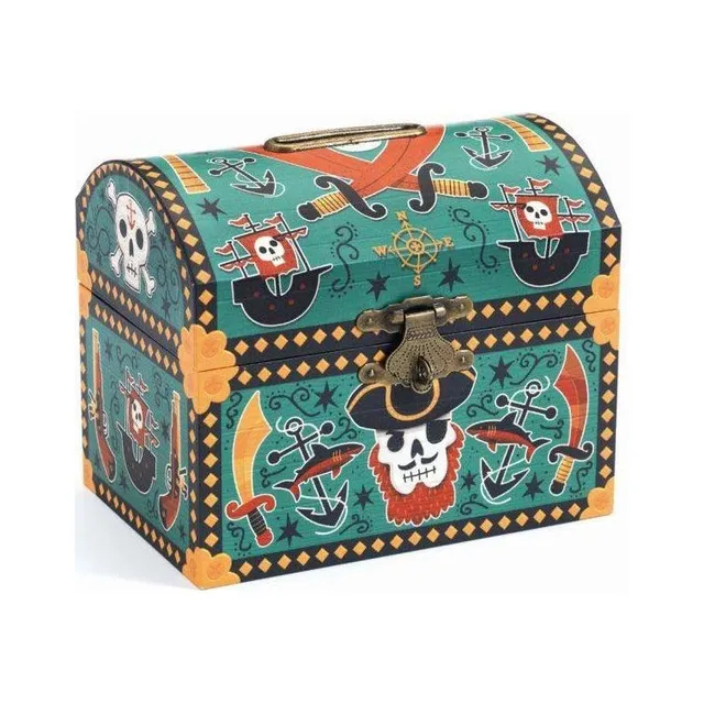 Djeco Pirate salvadanaio baule con lucchetto e chiave