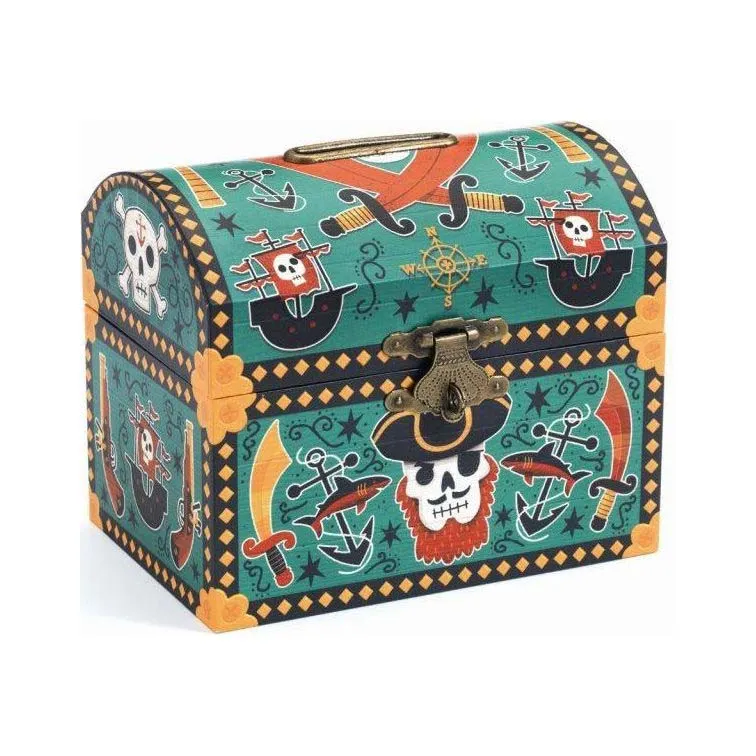 Djeco Pirate salvadanaio baule con lucchetto e chiave