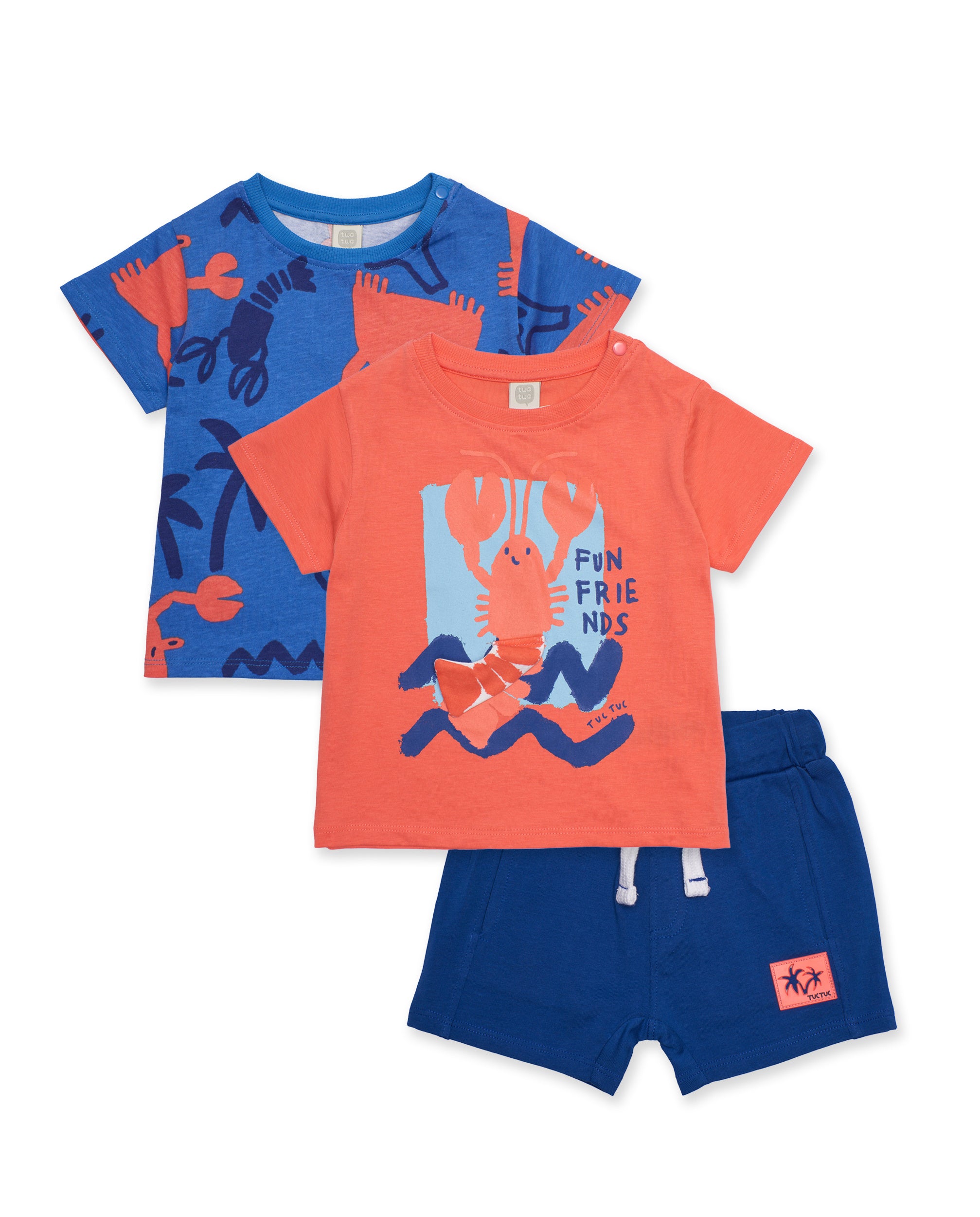 Tuc Tuc set bambino 3 pezzi magliette e bermuda blu