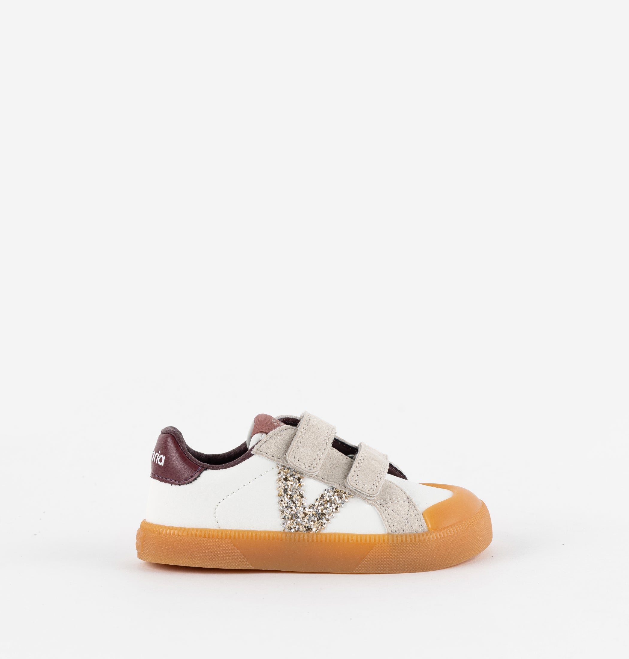 Victoria sneakers barefoot bianche bordeaux glitter