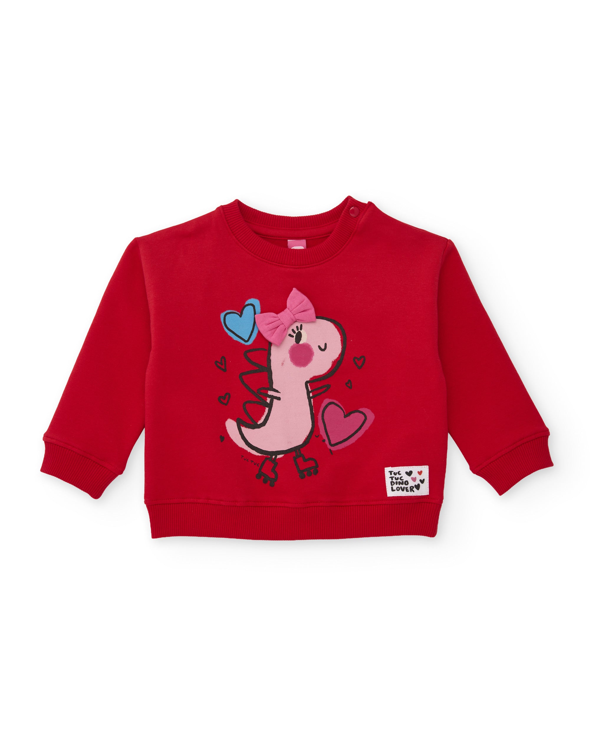 Tuc tuc Dino Roll felpa bambina rossa stampa dinosauro