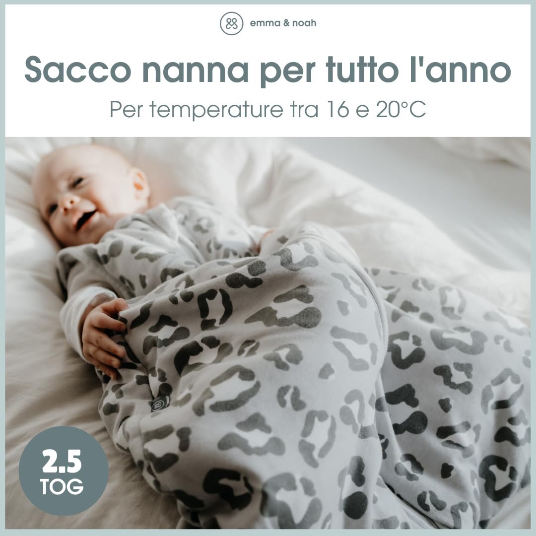 emma & noah sacco nanna 2.5 TOG cotone bio grigio 70 cm