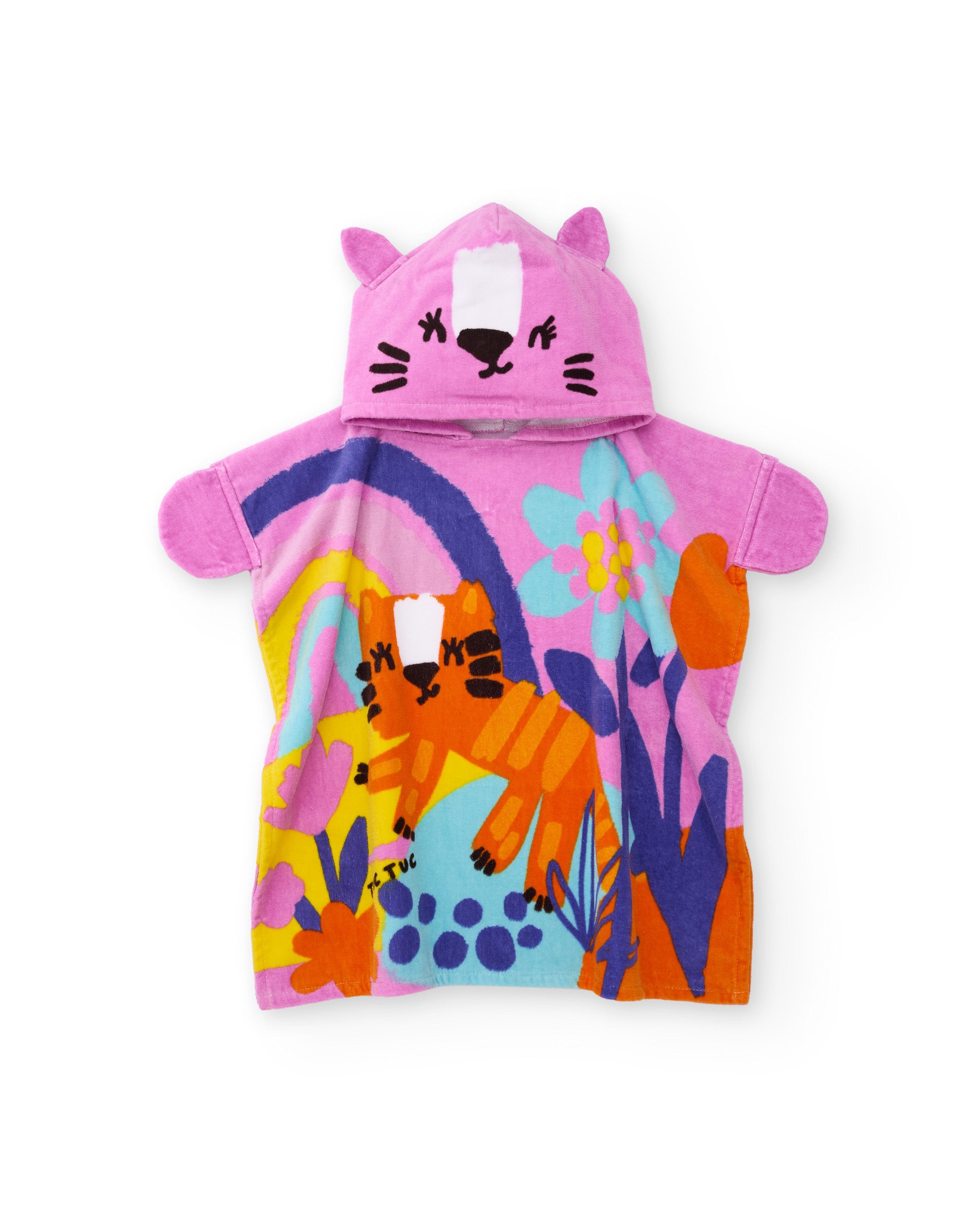 Tuc tuc poncho mare bambina rosa tigre