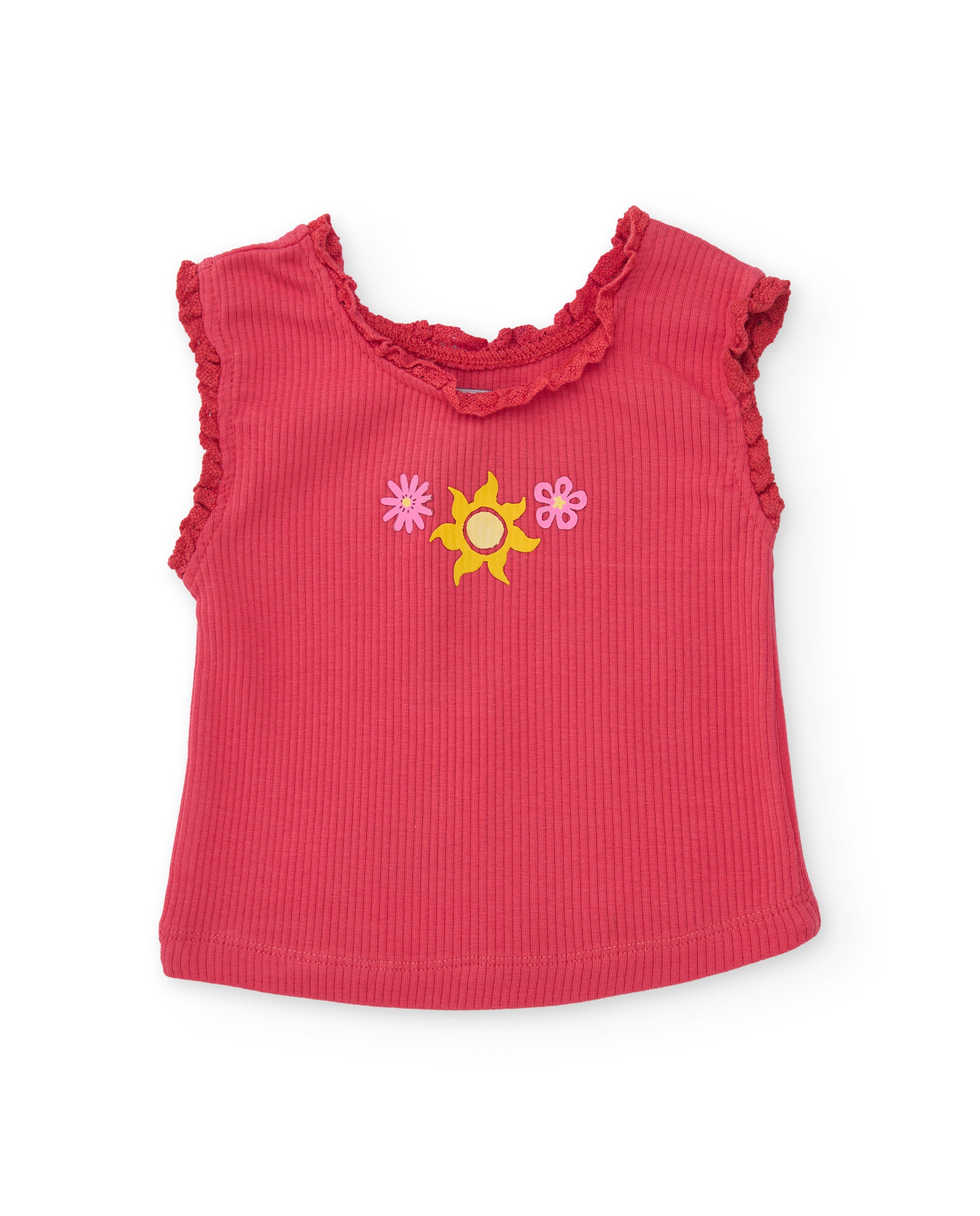 Tuc tuc maglietta bambina rossa con rouches e sole