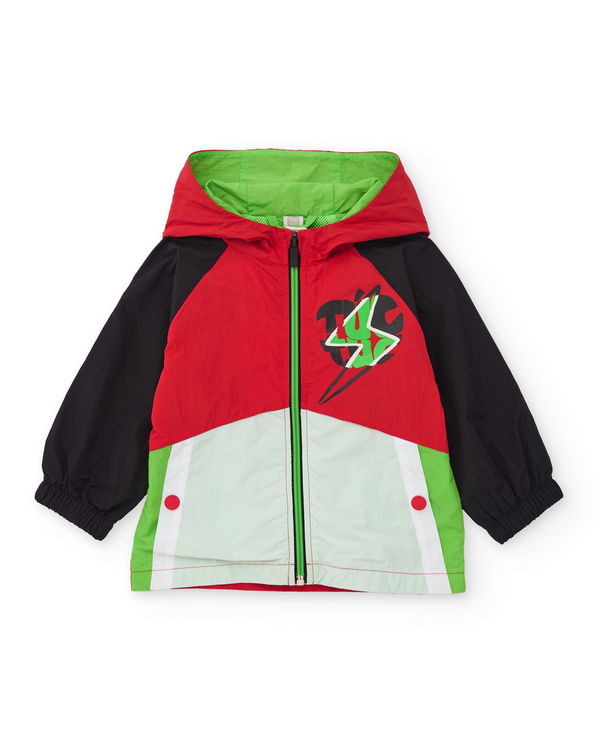 Tuc Tuc giacca bimbo rossa color block con cappuccio
