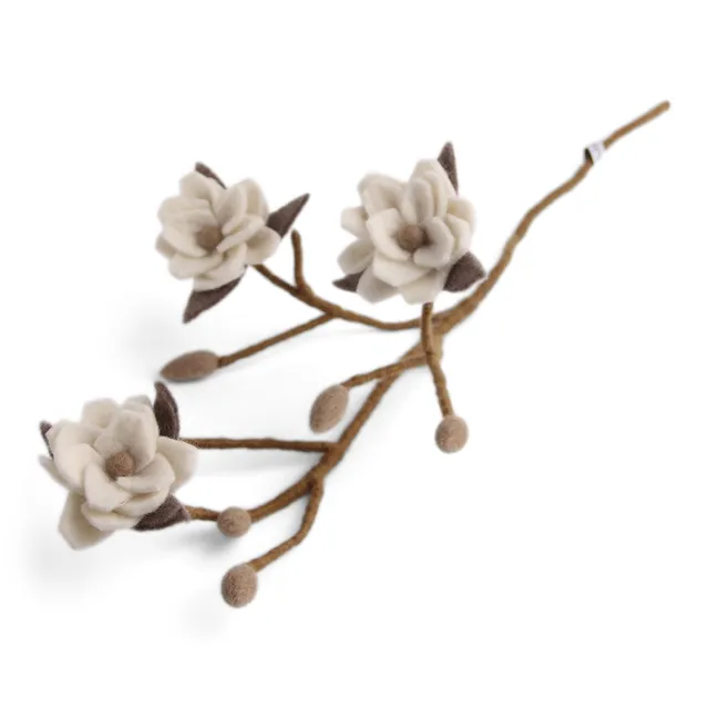 Gry & Sif Ramo Magnolia Bianca ramo decorativo lana 60 cm