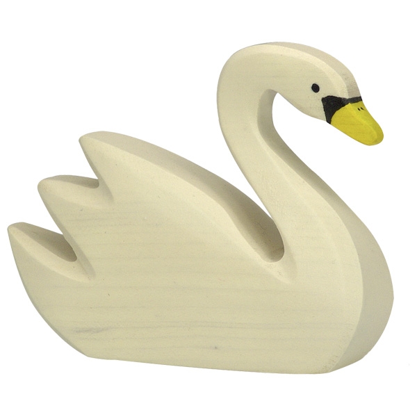 Holztiger Cigno figura in legno dipinta a mano 9,5 cm