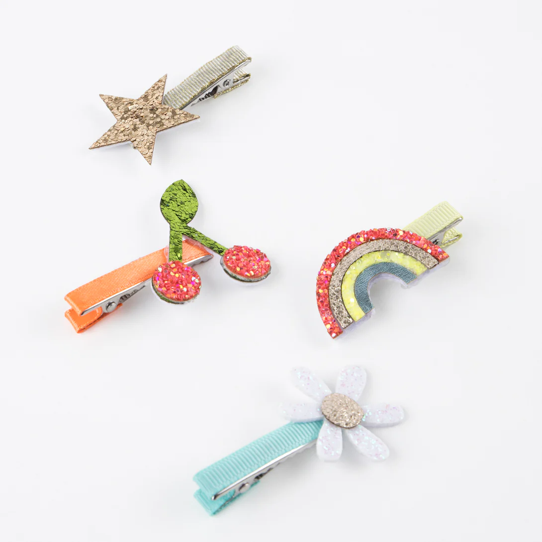 Meri Meri Iconiche set 8 clip per capelli glitter bimba 4+ anni