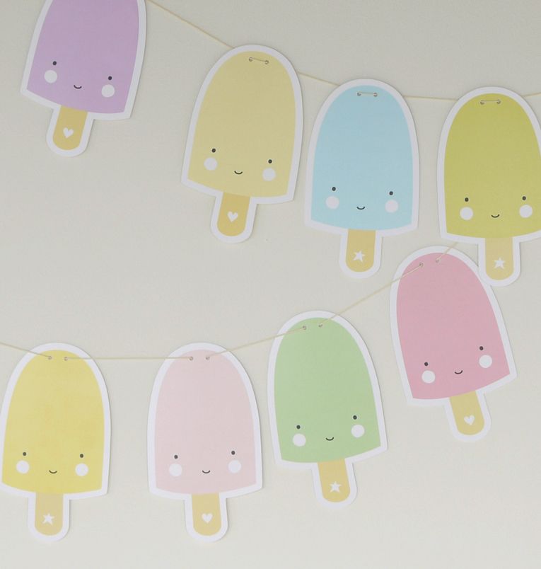 Little Lovely Company Gelati ghirlanda carta pastello 8 pezzi