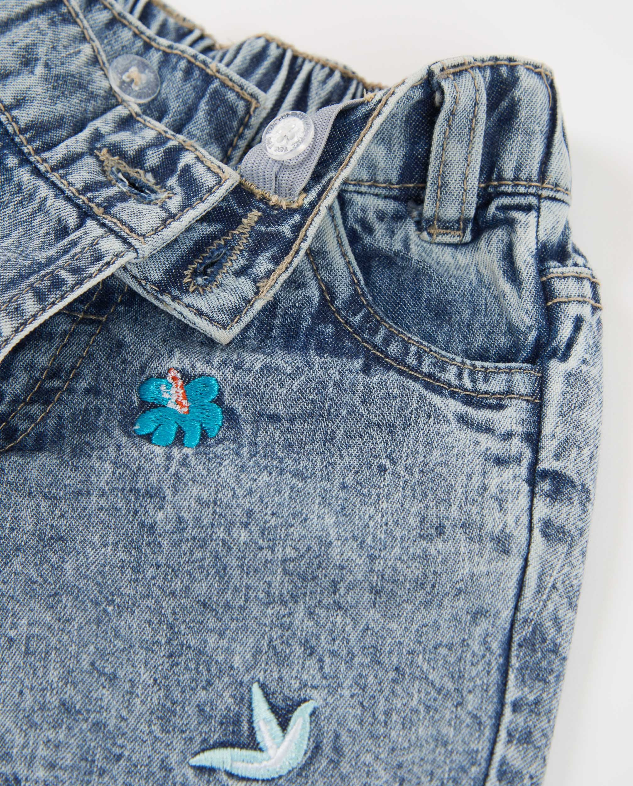 Tuc Tuc shorts bambina denim ricamo floreale jeans