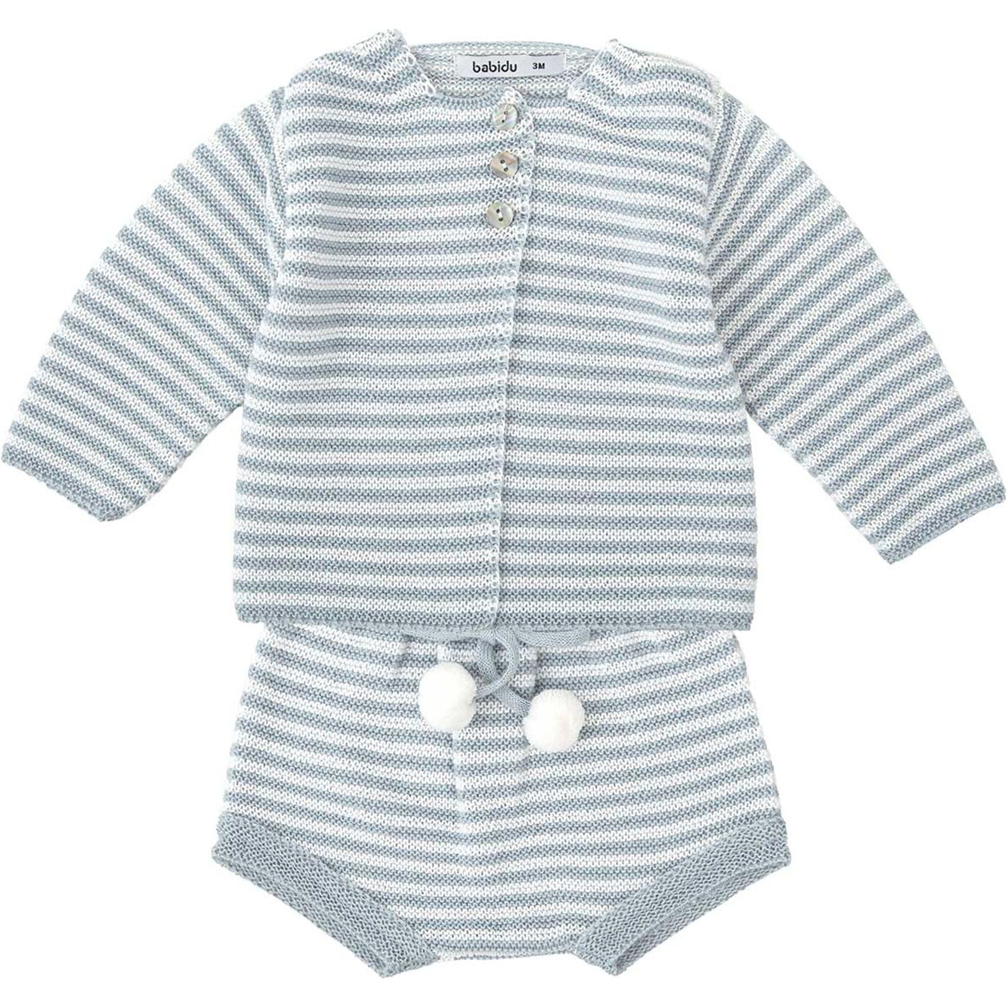 Babidu set culotte arricciata e cardigan punto rosa 3 mesi cotone